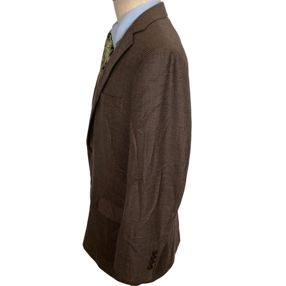 Brooks Brothers 1818 Blazer Men 42L Fitzgerald Brown Houndstooth Plaid Wool - Picture 3 of 10